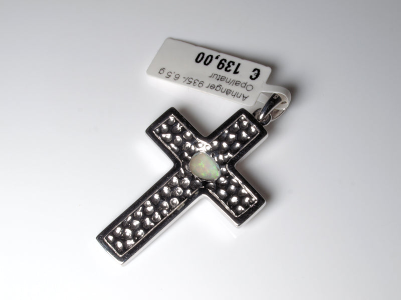 Anhänger Kreuz Silber Opal Australien