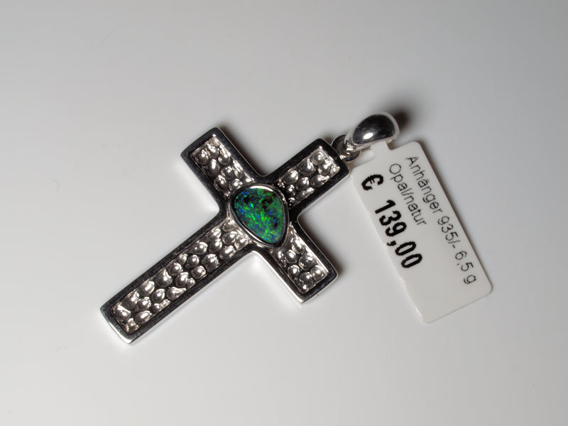 Silber Kreuz Anhänger Opal Australien