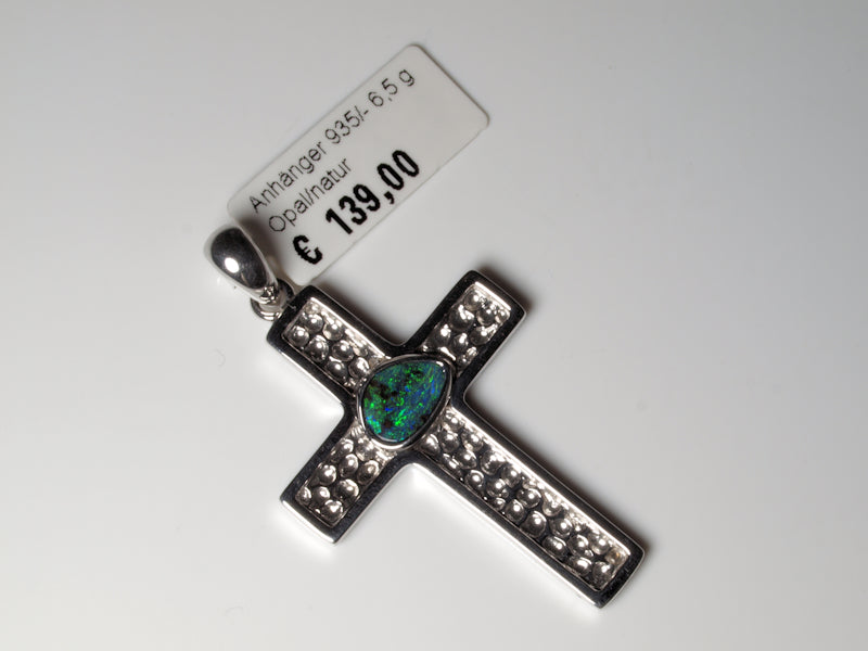 Silber Kreuz Anhänger Opal Australien