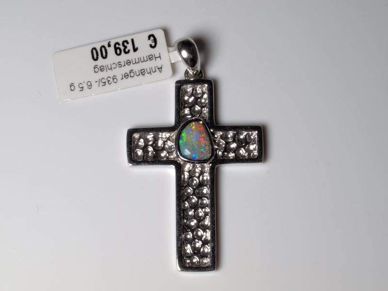 Silber Kreuz Anhänger Opal Australien