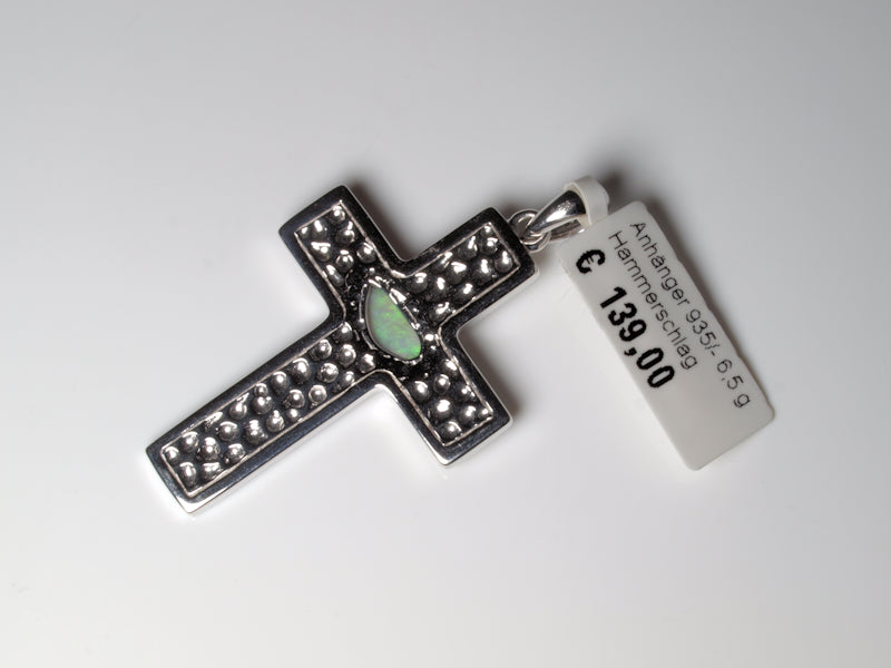 Anhänger Kreuz Silber Opal Australien