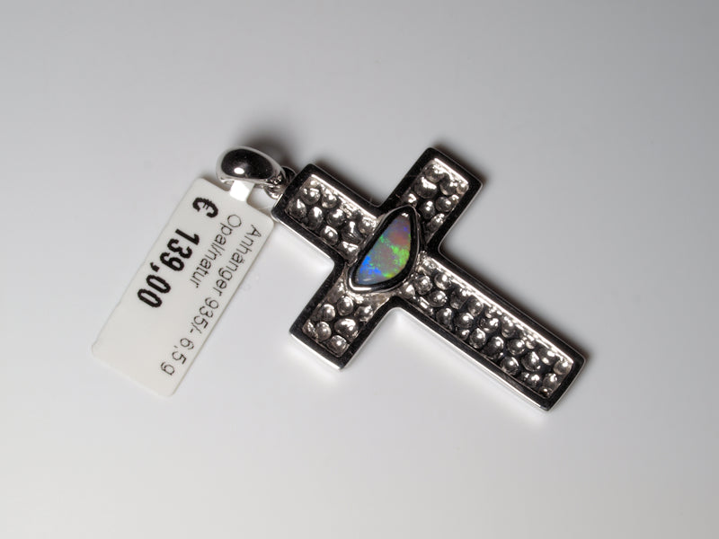 Anhänger Kreuz Silber Opal Australien