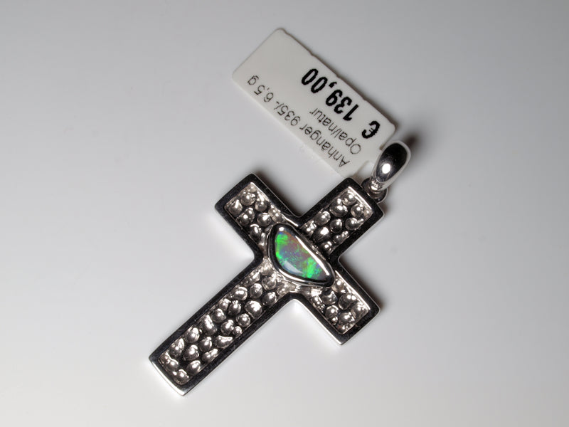 Anhänger Kreuz Silber Opal Australien