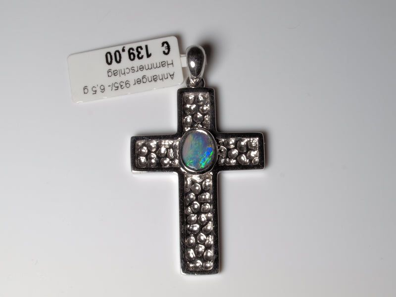 Anhänger Kreuz Silber Opal Australien