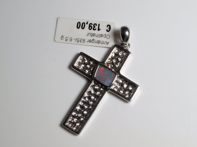 Opal Australien Anhänger Kreuz Silber