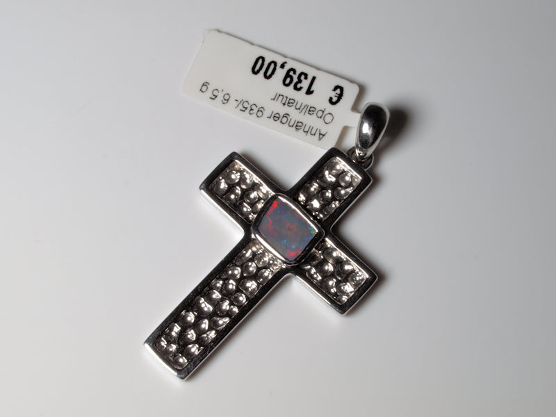 Opal Australien Anhänger Kreuz Silber