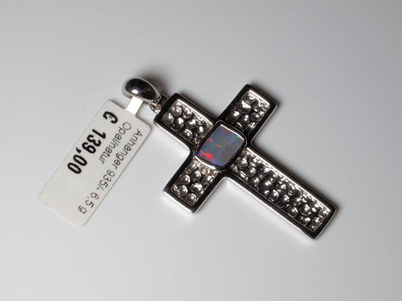 Opal Australien Anhänger Kreuz Silber