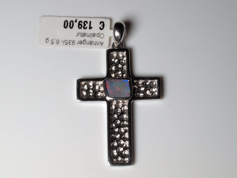 Opal Australien Anhänger Kreuz Silber