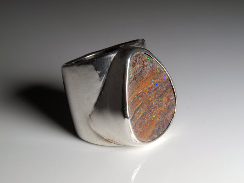 Opal Silberschmuck, Ring aus Silber mit Opal aus Australien
