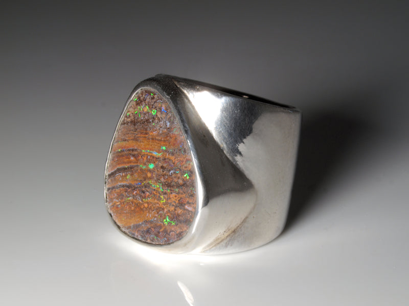 Opal Silberschmuck, Ring aus Silber mit Opal aus Australien