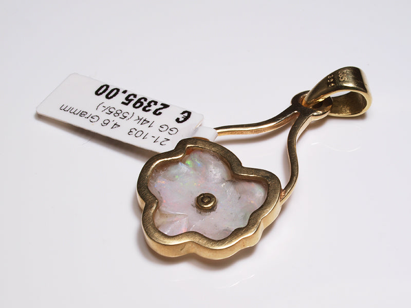 Opalschmuck - Goldschmuck, Anhänger aus Gold mit Opal und Diamant