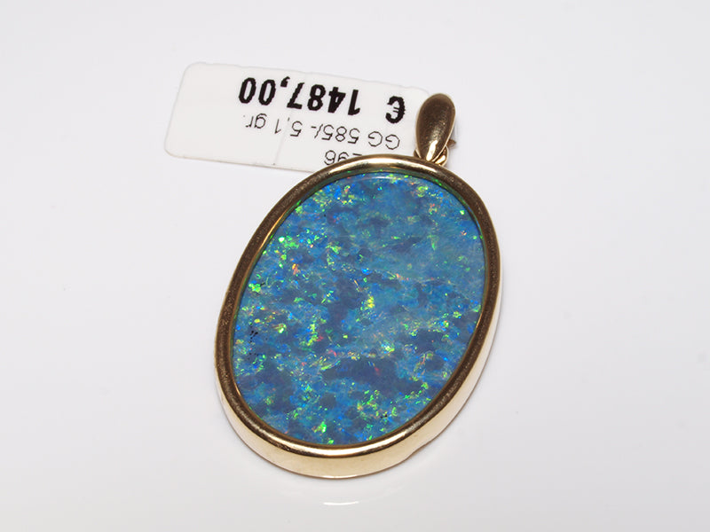 Opalschmuck Gold, Anhänger mit Opal aus Australien (Dublette)