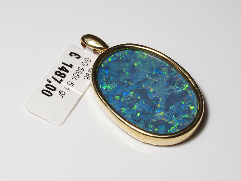 Opalschmuck Gold, Anhänger mit Opal aus Australien (Dublette)