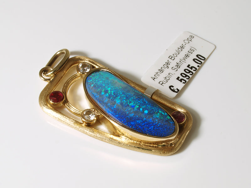 Opalschmuck Gold, Anhänger mit Opal aus Australien (Boulder-Opal)