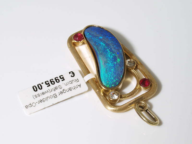 Opalschmuck Gold, Anhänger mit Opal aus Australien (Boulder-Opal)