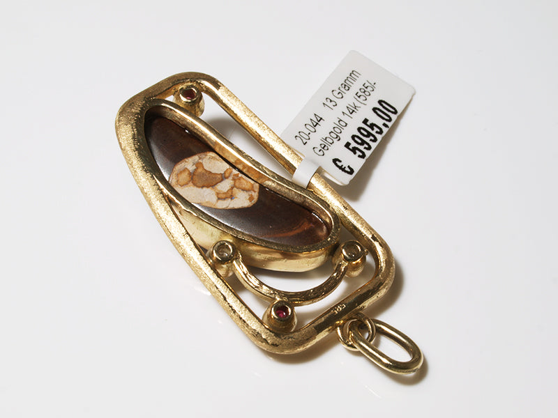 Opalschmuck - Goldschmuck, Anhänger aus Gold mit Rubin und Saphir