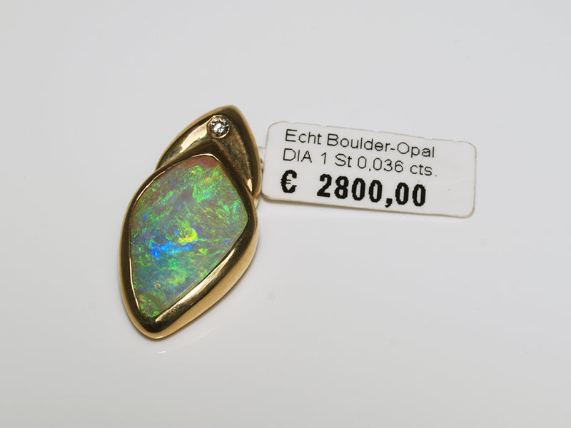 Opalschmuck Gold, Anhänger mit Opal aus Australien (Boulder-Opal)