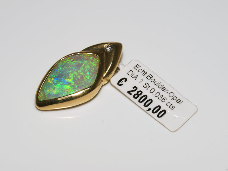 Opalschmuck Gold, Anhänger mit Opal aus Australien (Boulder-Opal)