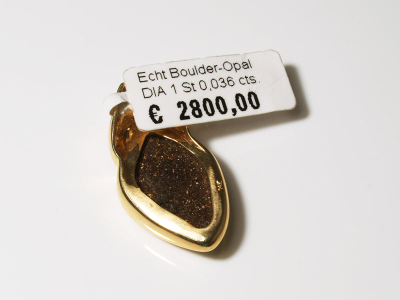 Opalschmuck - Goldschmuck, Anhänger aus Gold mit Boulder-Opal und Diamant