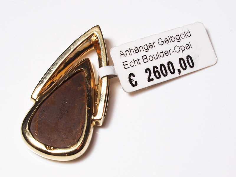 Opalschmuck - Goldschmuck, Anhänger aus Gold mit Boulder-Opal