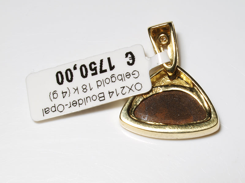 Opalschmuck - Goldschmuck, Anhänger aus Gold mit Boulder-Opal und Diamant