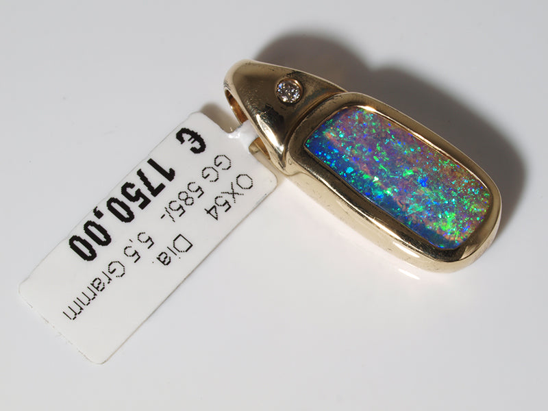 Opalschmuck, Anhänger aus Gold mit Boulder Opal