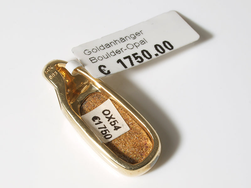 Opalschmuck - Goldschmuck, Anhänger aus Gold mit Boulder-Opal und Diamant