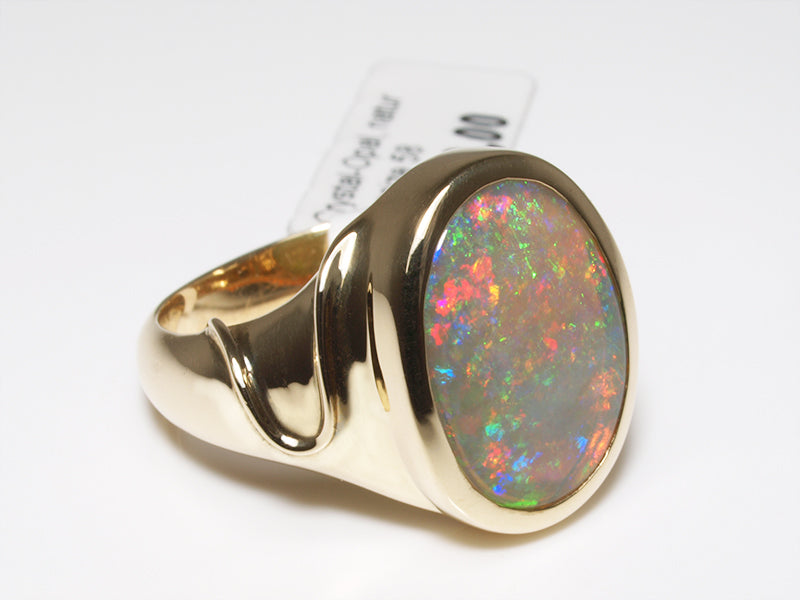 Opalschmuck, Goldring mit Kristallopal aus Australien