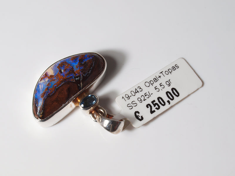 Opalschmuck - Silberanhänger mit Boulder-Opal und Topas