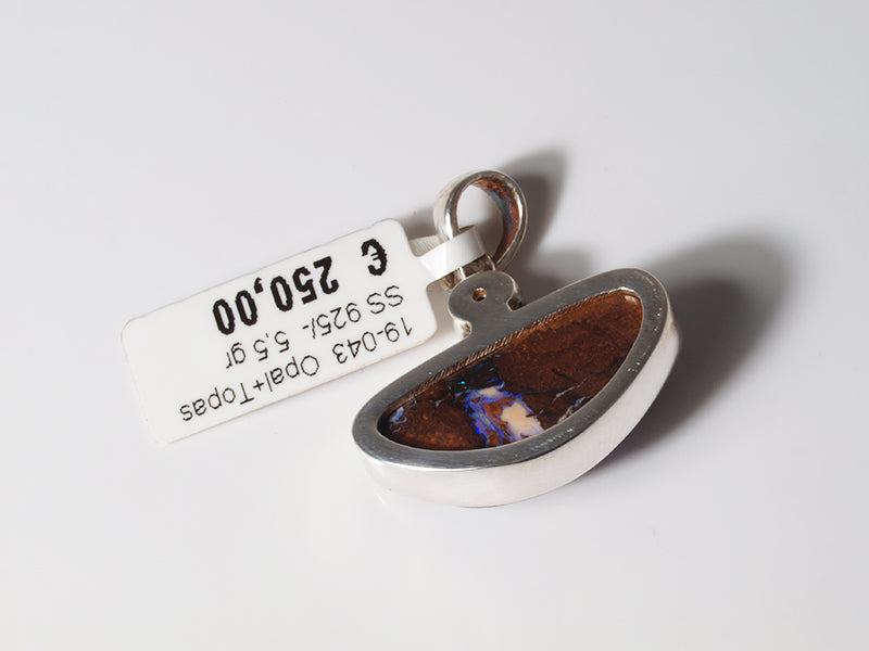 Opalschmuck - Silberanhänger mit Boulder-Opal und Topas
