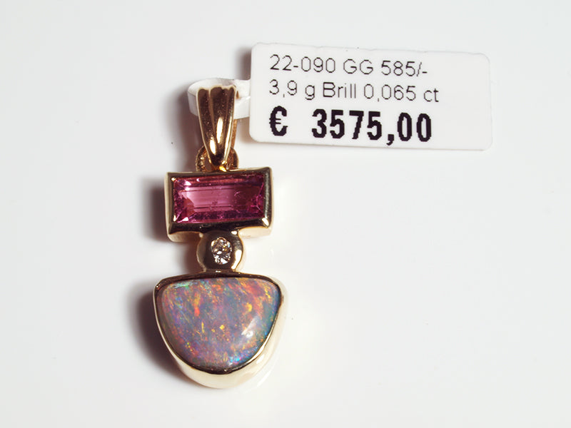 Opalschmuck - Goldschmuck, Anhänger aus Gelbgold mit Schwarzopal