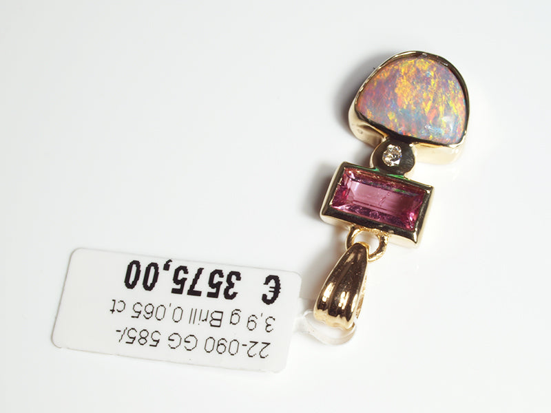 Opalschmuck - Goldschmuck, Anhänger aus Gelbgold mit Schwarzopal