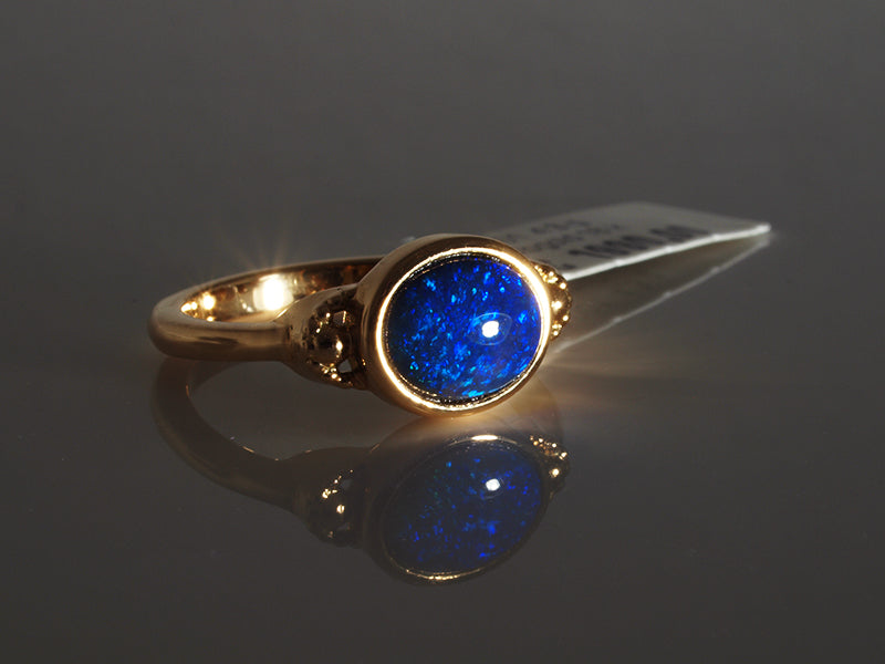 Opalschmuck - Opalring aus Gold mit Schwarzopal aus Australien