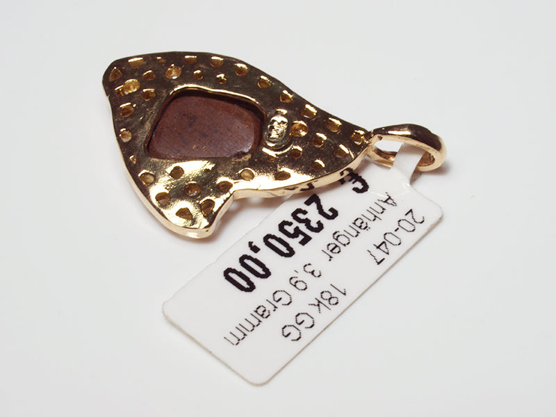 Opalschmuck - Goldschmuck, Anhänger aus Gelbgold mit Boulderopal und Brillanten