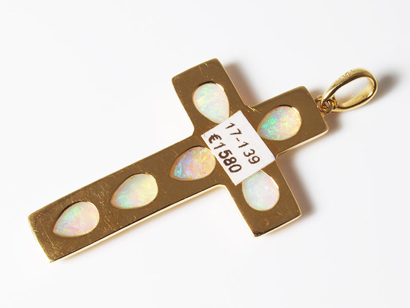 Opalschmuck - Goldschmuck, Anhänger aus Gold mit Kristallopal und Diamant