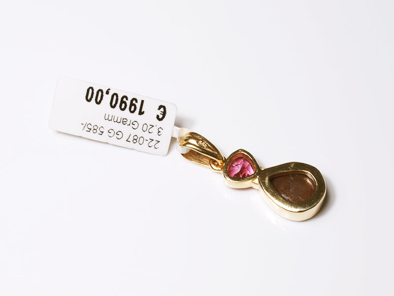 Opalschmuck - Goldschmuck, Anhänger aus Gelbgold mit Boulder-Opal und Turmalin