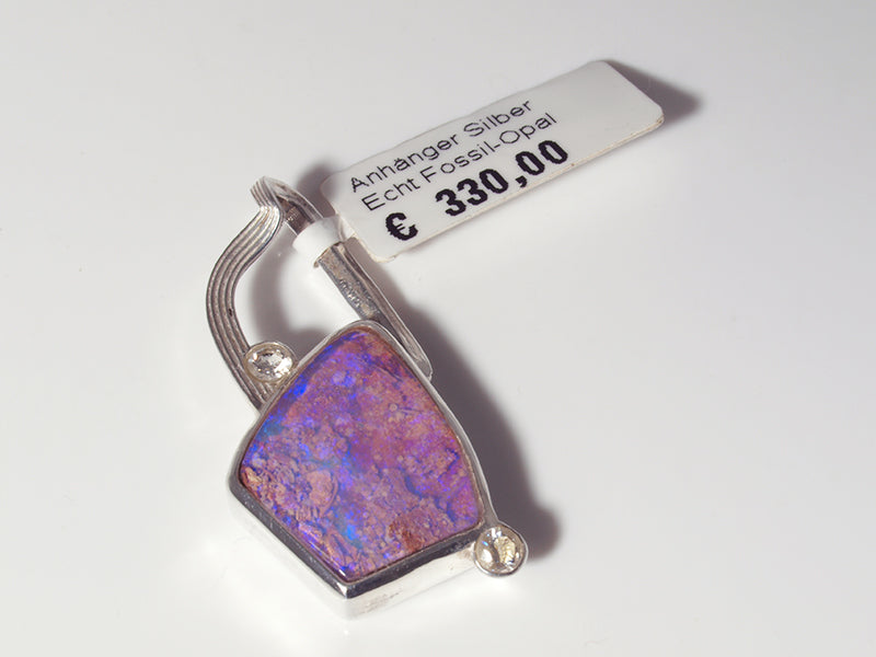 Opalschmuck, Silberschmuck, Anhänger mit Fossil Opal aus Australien