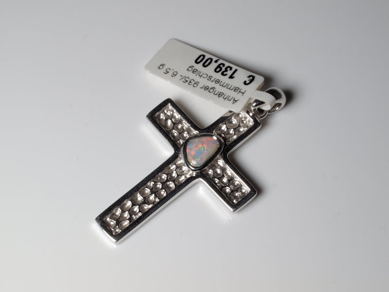 Anhänger Kreuz Silber Opal Australien