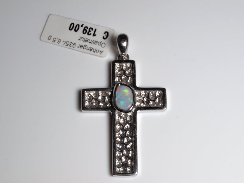 Anhänger Kreuz Silber Opal Australien