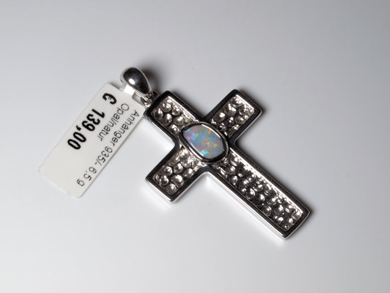 Anhänger Kreuz Silber Opal Australien