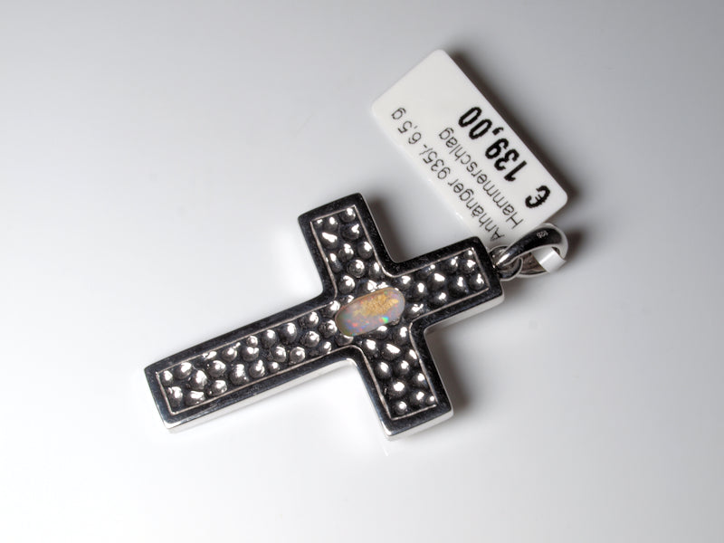 Anhänger Kreuz Silber Opal Australien