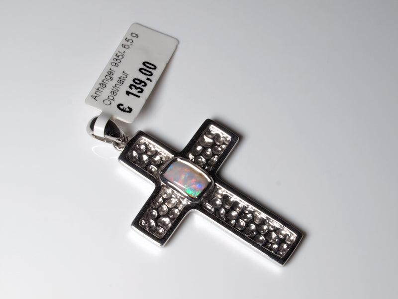Anhänger Kreuz Silber Opal Australien