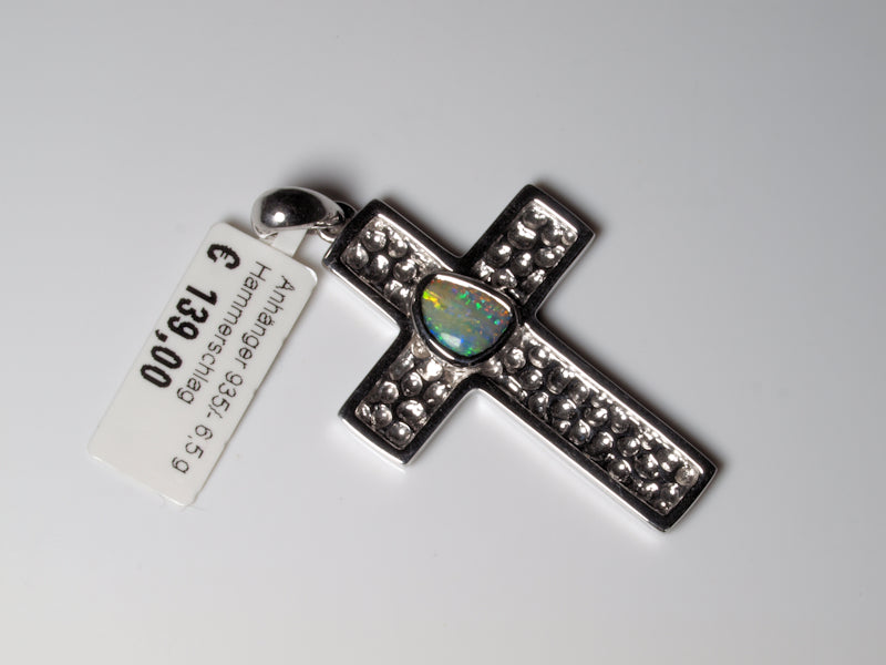 Silber Kreuz Anhänger Opal Australien