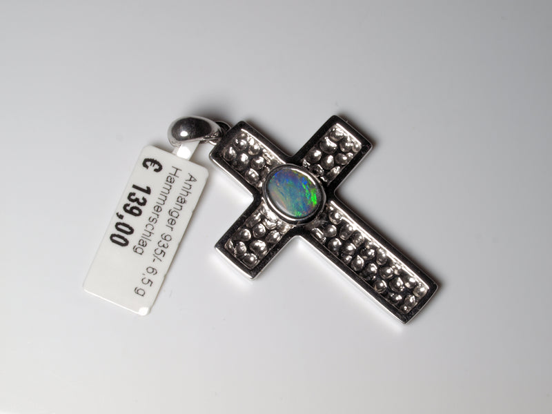 Anhänger Kreuz Silber Opal Australien