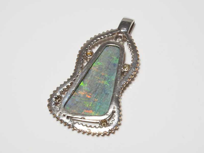 Opal Anhänger Silber mit Boulder-Matrix-Opal und Topas