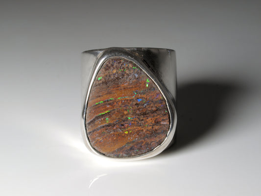 Opal Silberschmuck, Ring aus Silber mit Opal aus Australien