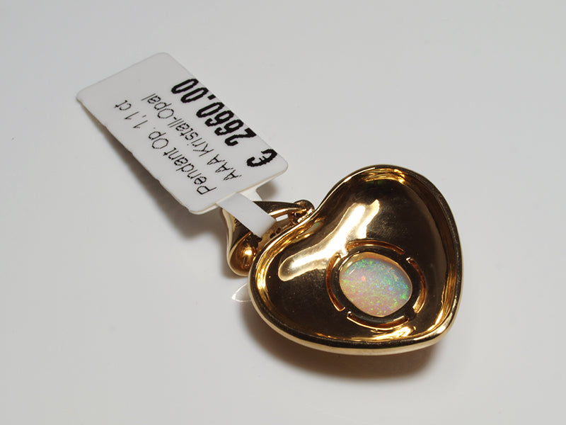 Opalschmuck - Goldschmuck, Anhänger aus Gold mit Kristallopal und Diamant