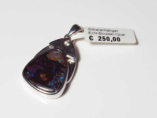 Opalschmuck, Opalanhänger aus Silber mit Boulder-Opal aus Australien