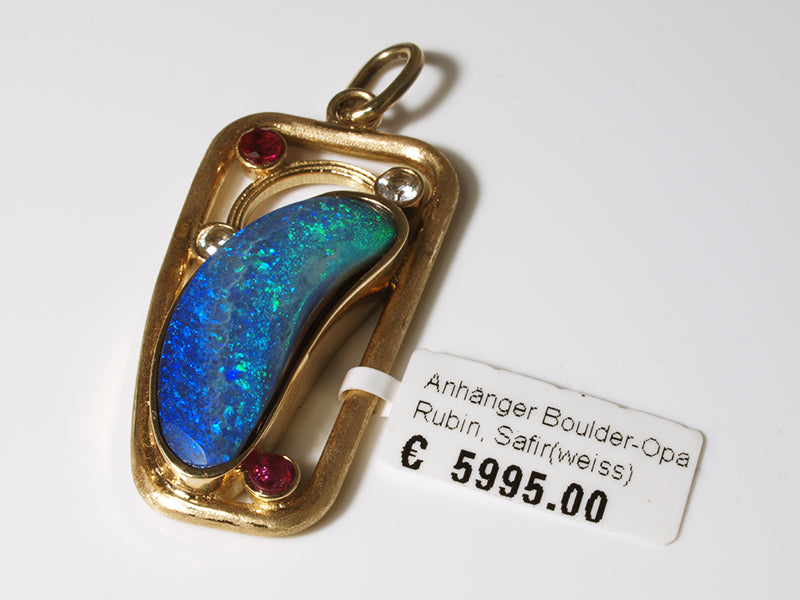 Opalschmuck Gold, Anhänger mit Opal aus Australien (Boulder-Opal)