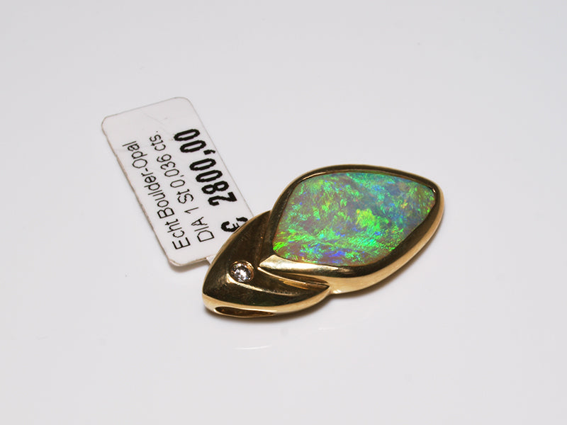 Opalschmuck Gold, Anhänger mit Opal aus Australien (Boulder-Opal)